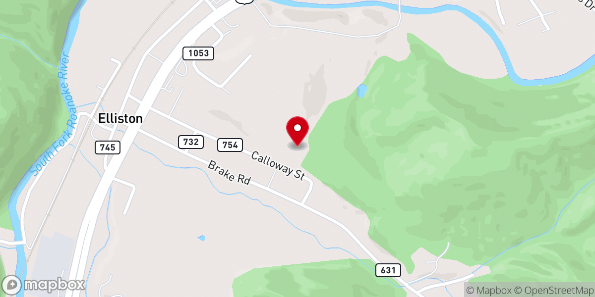Map showing location of First Baptist Church Elliston