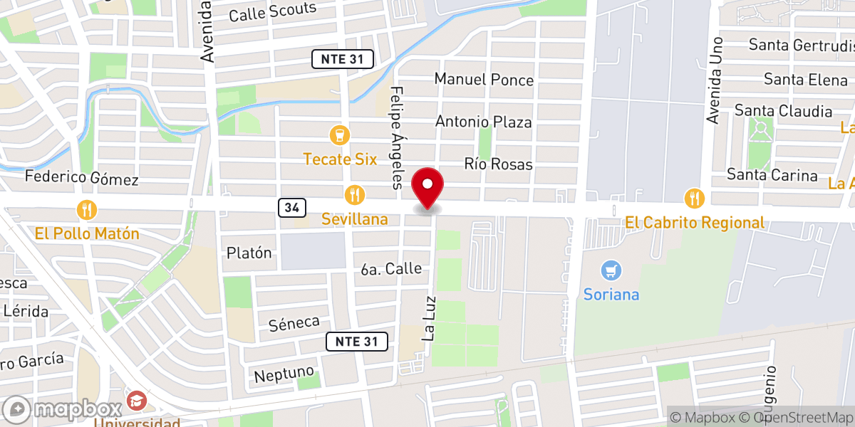Map showing location of Primera Iglesia Bautista Fundamental De La Colonia America