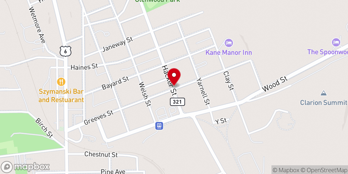 Map showing location of Kane Revival Center
