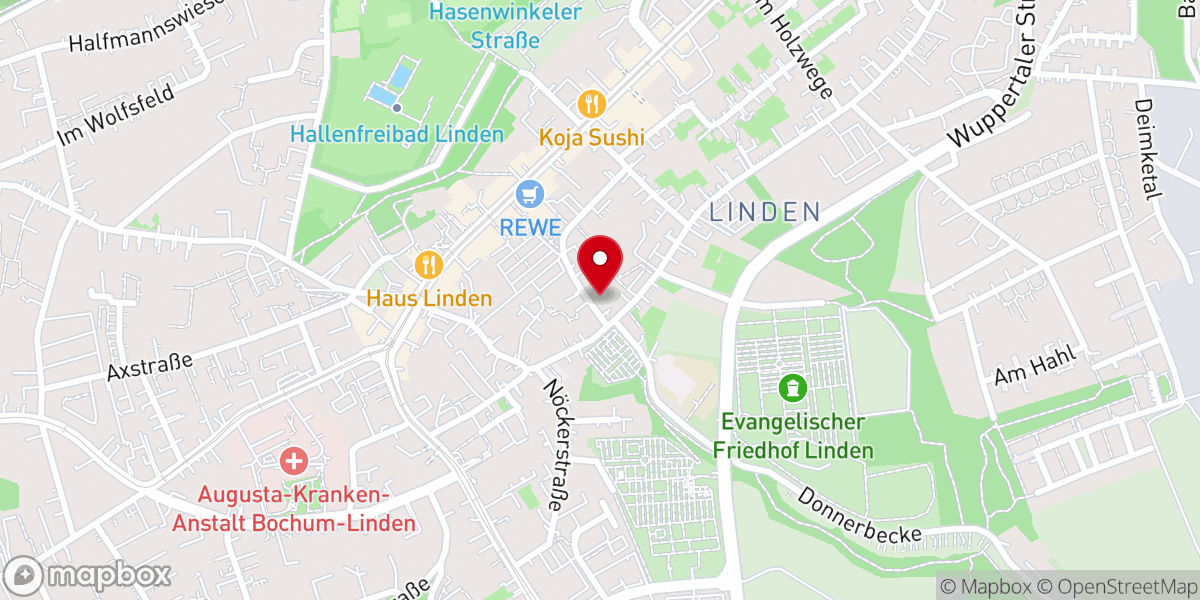 Map showing location of Gemeindebüro - Evangelische Kirchengemeinde Linden