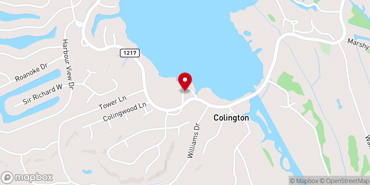 Map showing location of Colington United Methodist Church