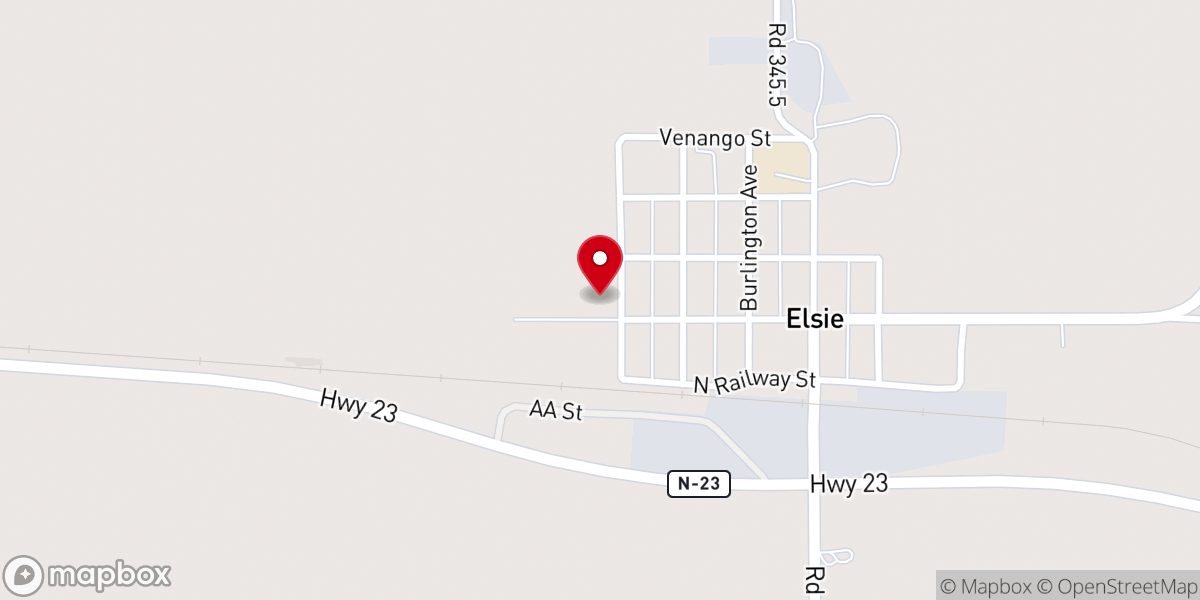 Map showing location of Elsie Methodist Church