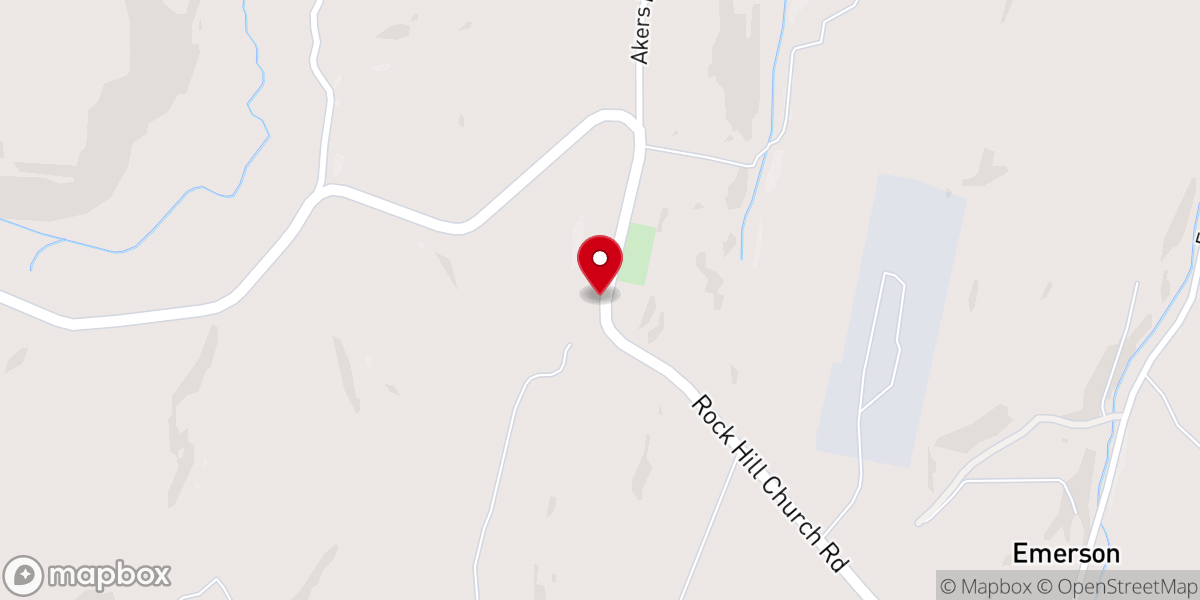 Map showing location of Rock Hill Church