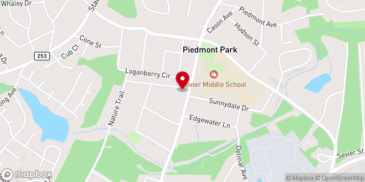 Map showing location of Piedmont Park Baptist Church