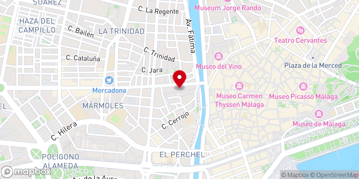Map showing location of Camarín de la antigua ermita de la Hermandad del Rosario de la Aurora
