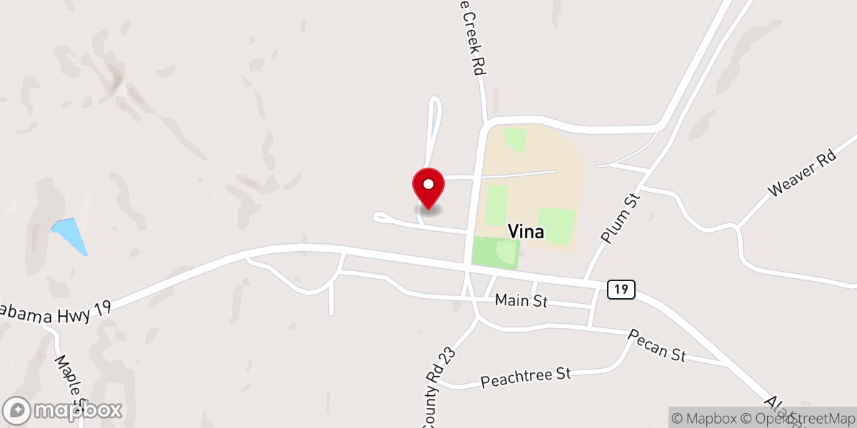 Map showing location of Vina First Baptist Church