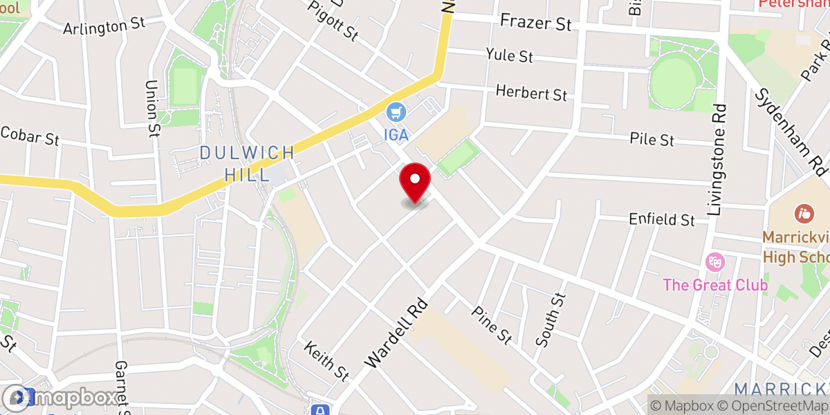 Map showing location of Dulwich Hill Baptist Church