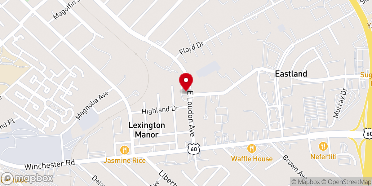 Map showing location of Bluegrass Baptist Church