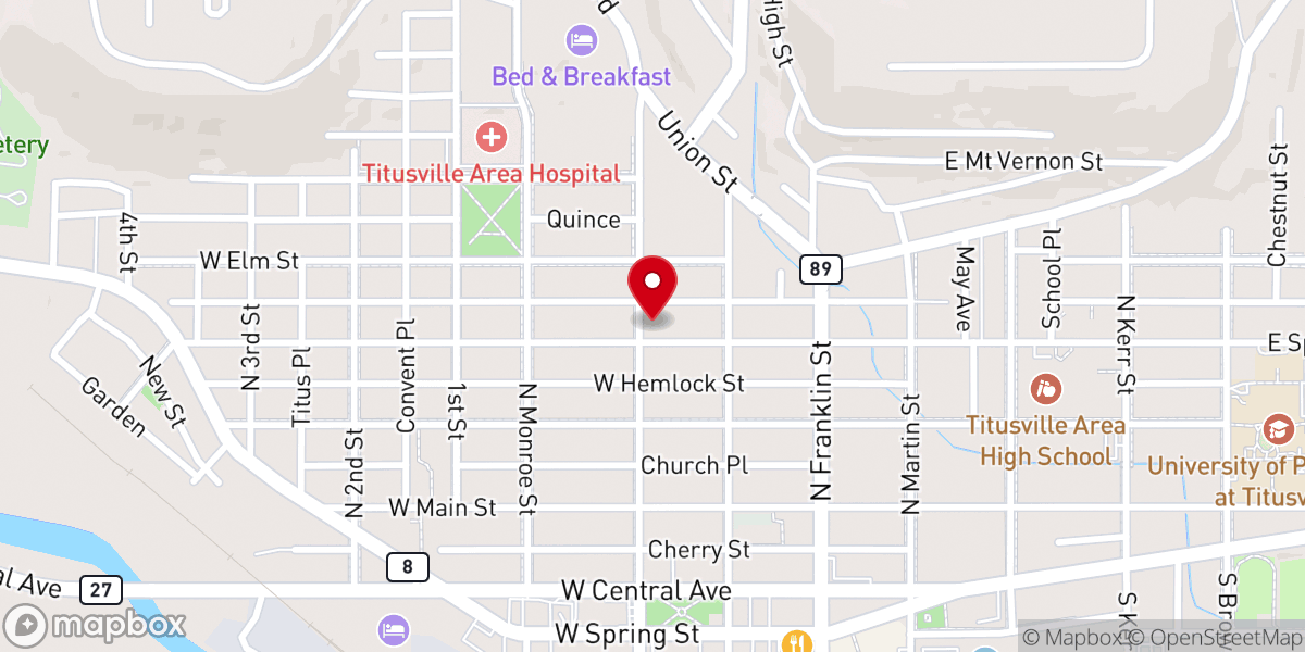 Map showing location of Titusville Branch Fellowship