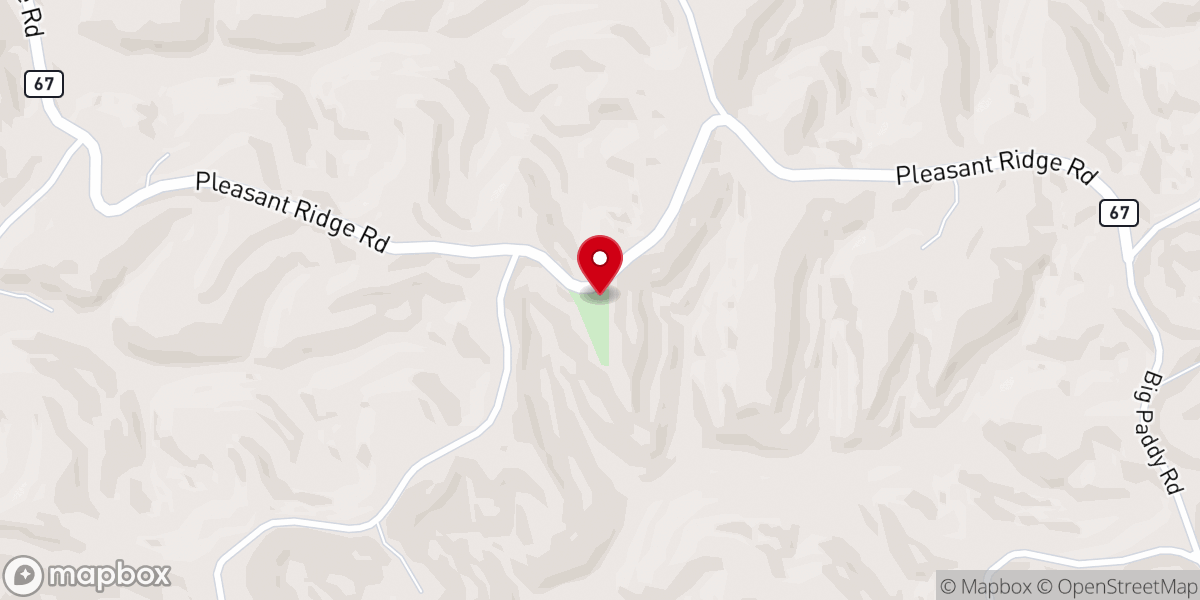 Map showing location of Pleasant Ridge Church