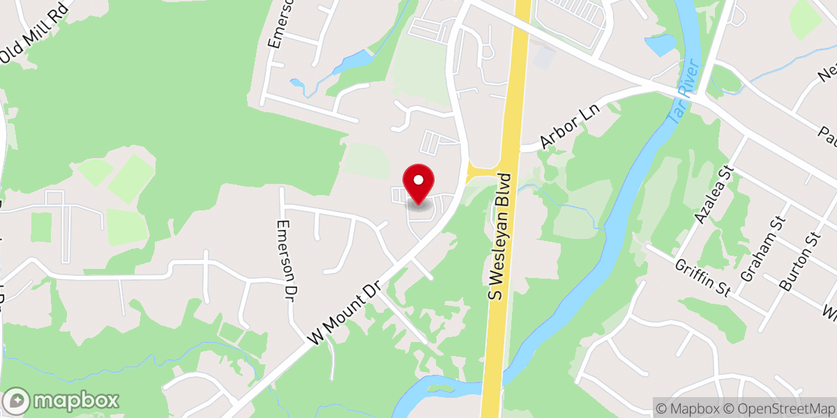 Map showing location of Ridgecrest Church