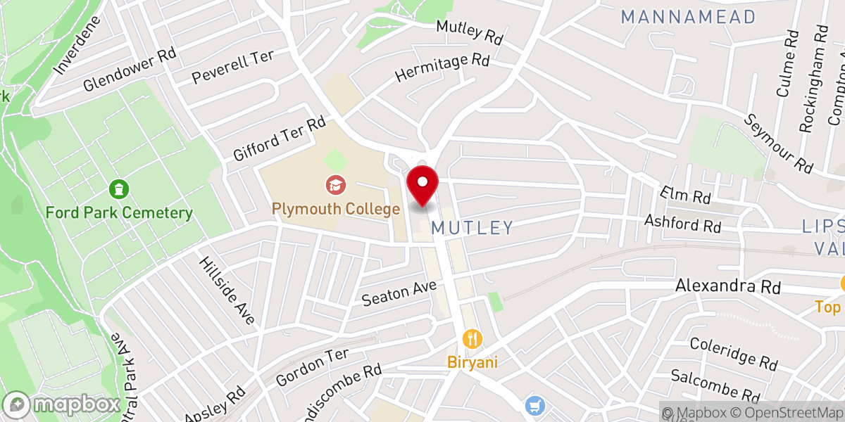 Map showing location of Faith International Church, Malayalam and English Worship/Plymouth and Exeter