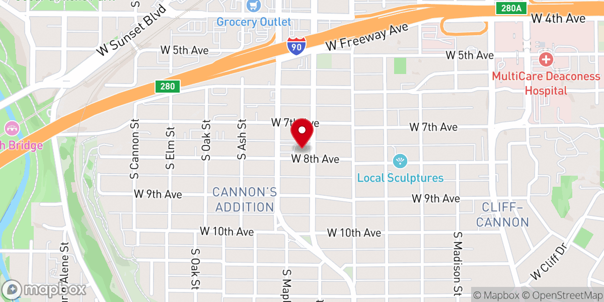 Map showing location of Soma Spokane