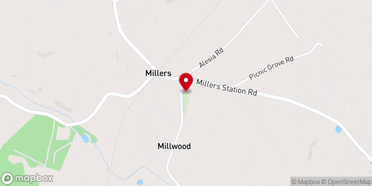 Map showing location of NCCP Millers United Methodist Church