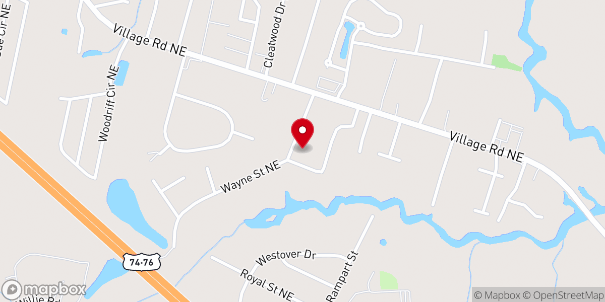 Map showing location of Leland Church of God