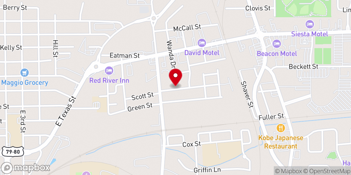 Map showing location of Red River Baptist Church