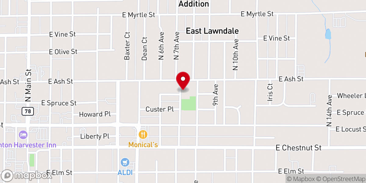 Map showing location of New Church Development Board District of Ill-wis Brethren