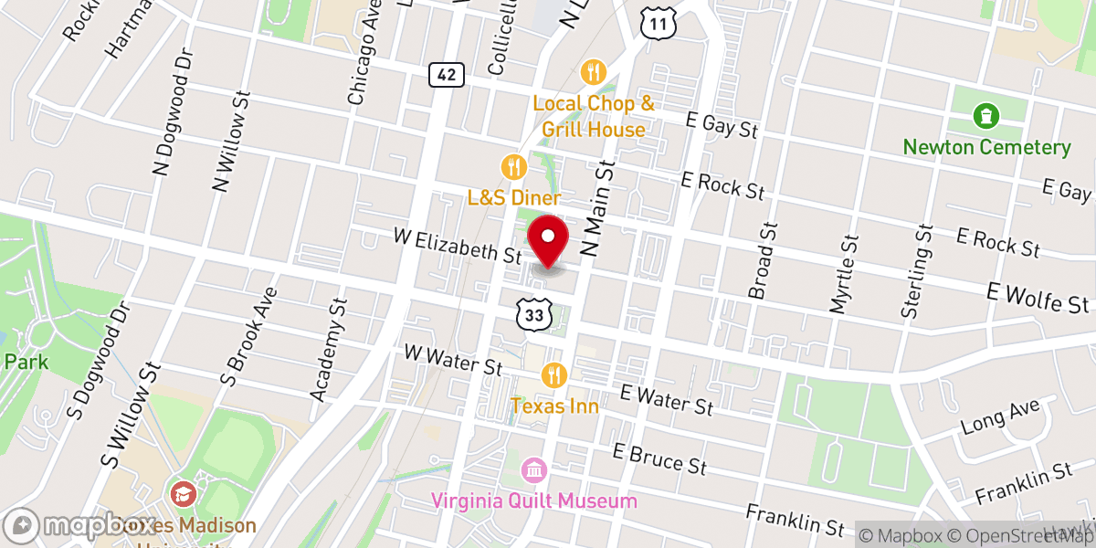 Map showing location of First Presbyterian Church