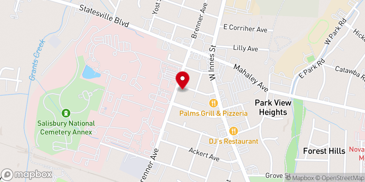 Map showing location of John Calvin Presbyterian Church