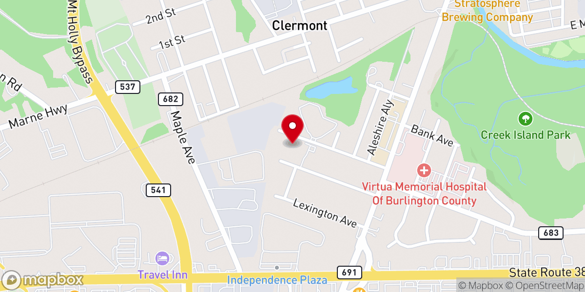 Map showing location of Mount Holly Rehabilitation & Healthcare Center