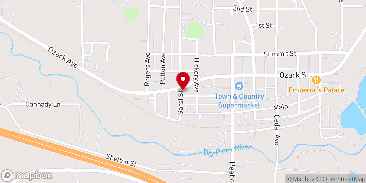 Map showing location of Cabool Senior Center