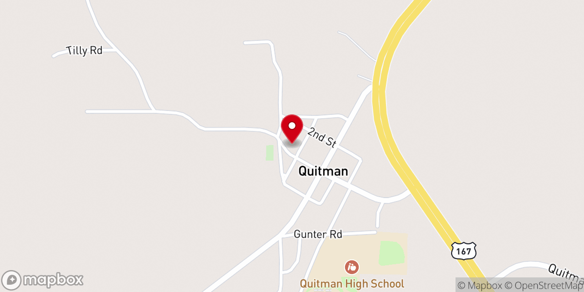 Map showing location of Quitman Community Church