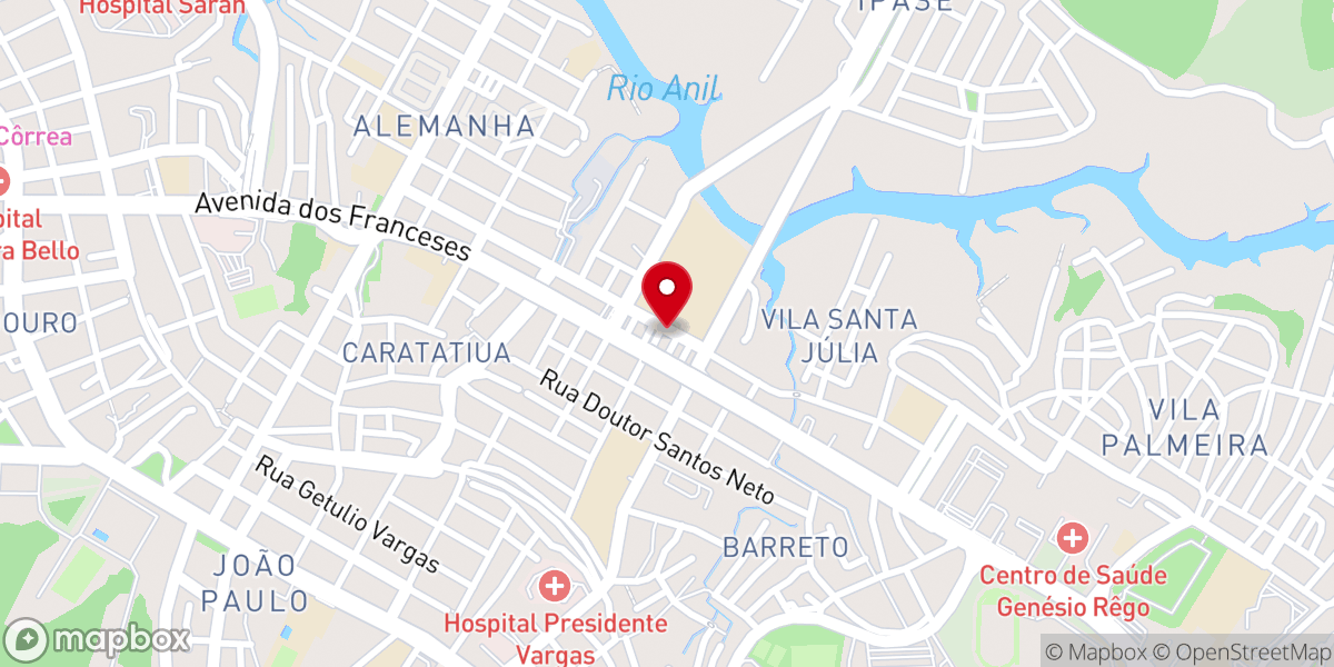 Map showing location of Assembléia de Deus Vida