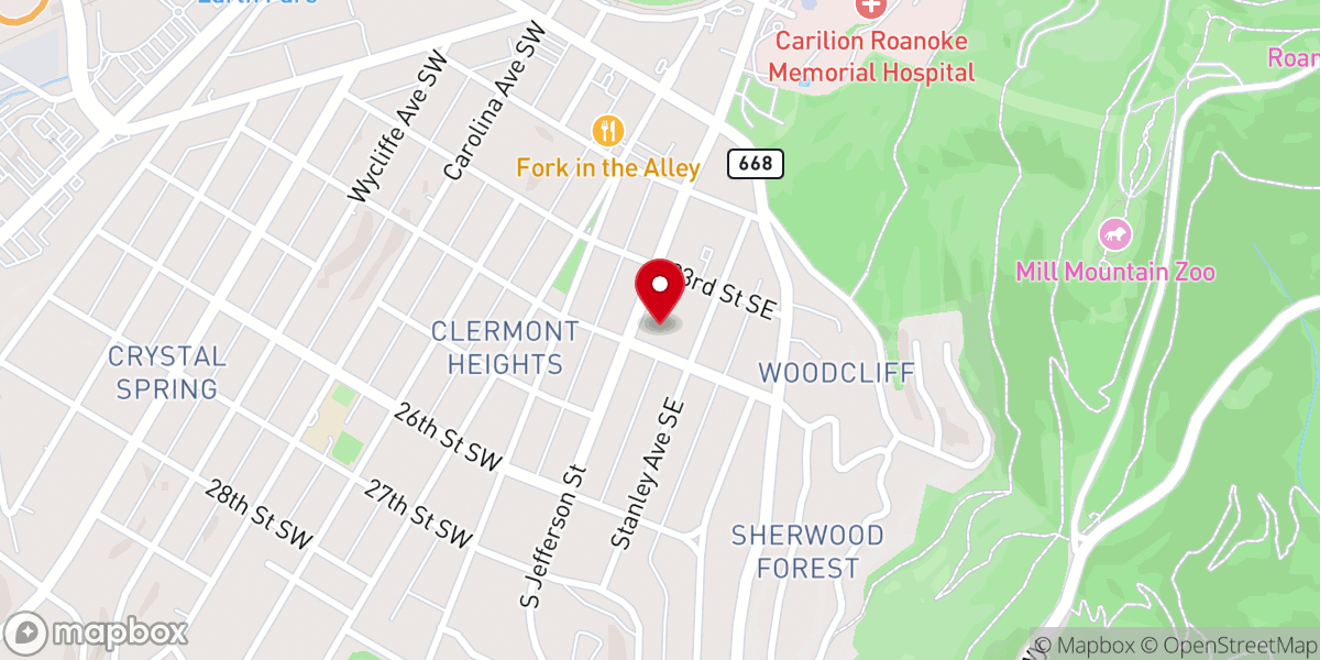 Map showing location of South Roanoke United Methodist