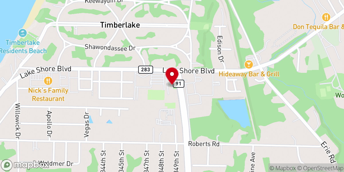 Map showing location of Willo-Lake Church of Nazarene