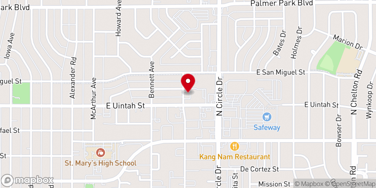 Map showing location of New Testament Christian Church of Colorado Springs, CO