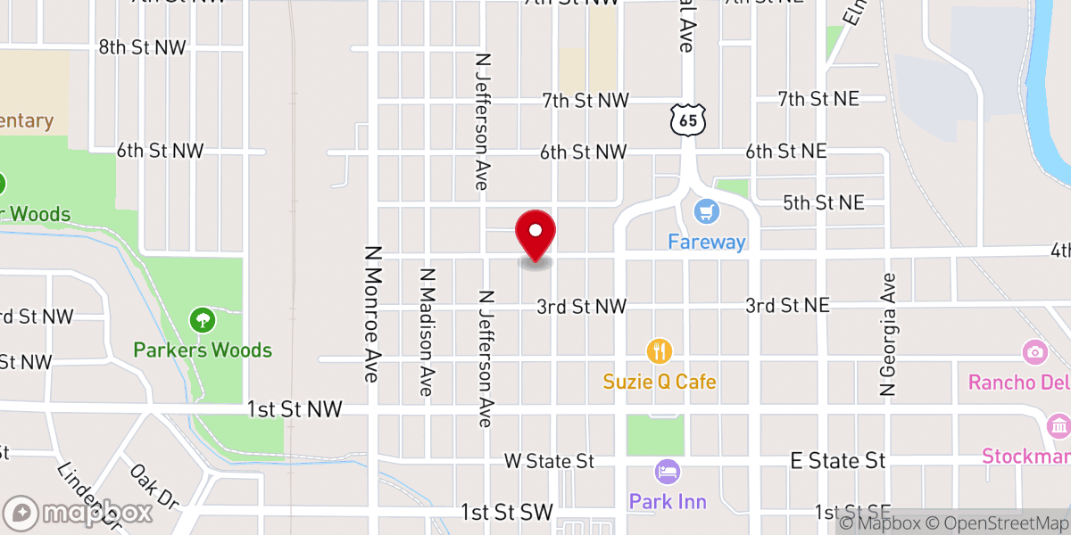 Map showing location of OneChurch Mason City