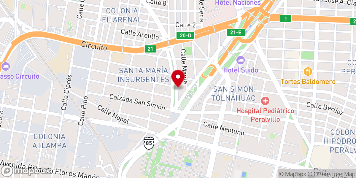 Map showing location of Iglesia Bautista de la Gracia