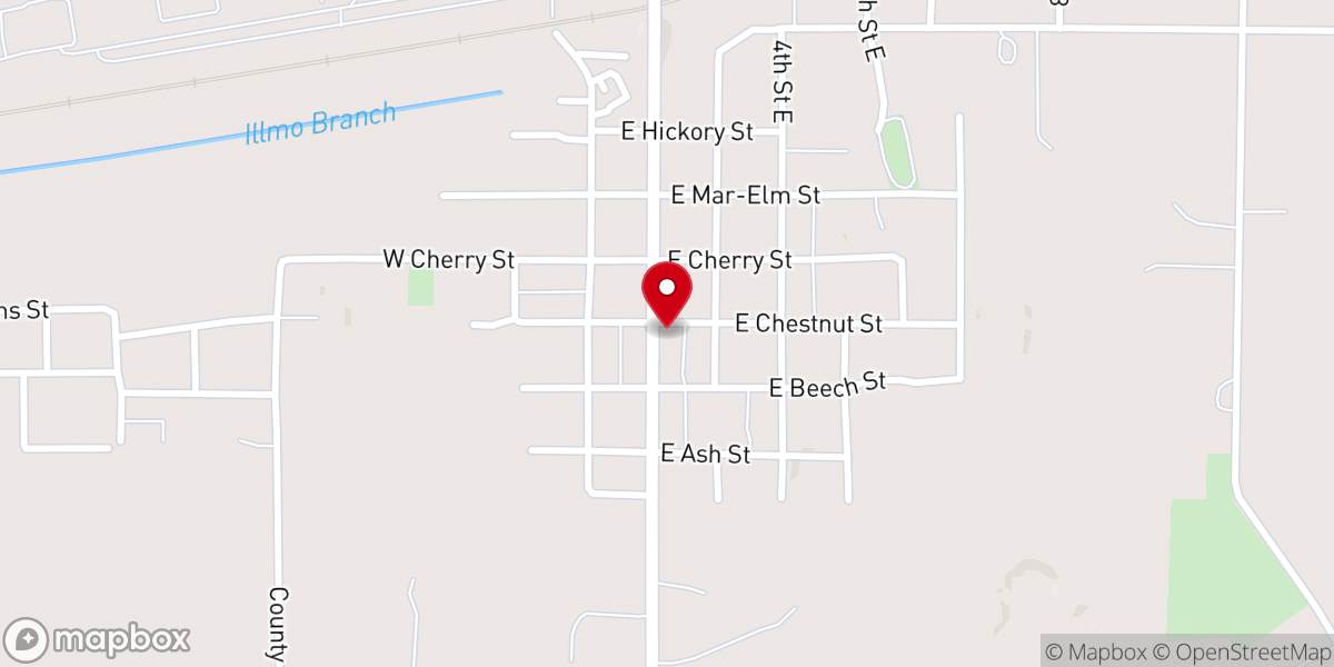 Map showing location of Illmo Baptist Church
