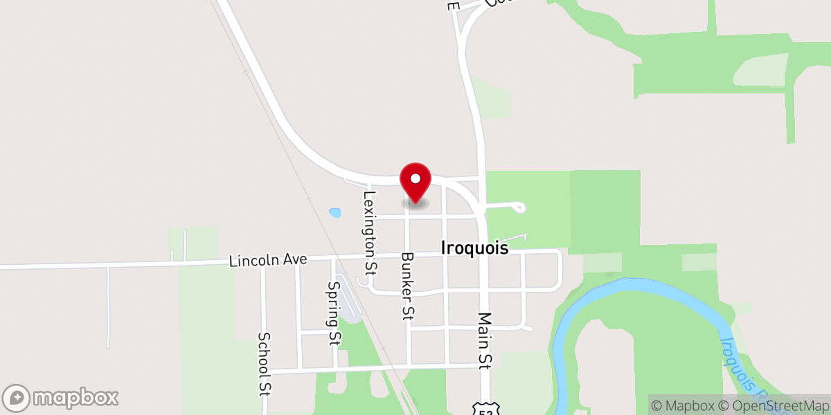 Map showing location of Iroquois Community Center
