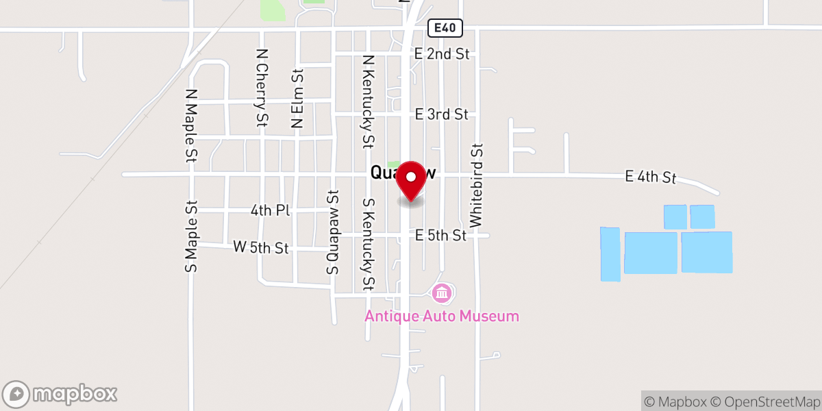 Map showing location of Quapaw Town Hall