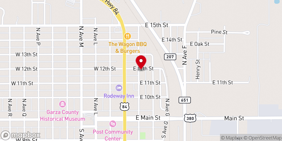 Map showing location of Caprock Springs Fellowship