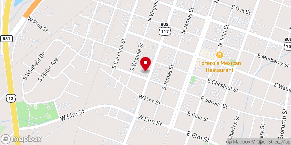 Map showing location of St James AME Zion Church