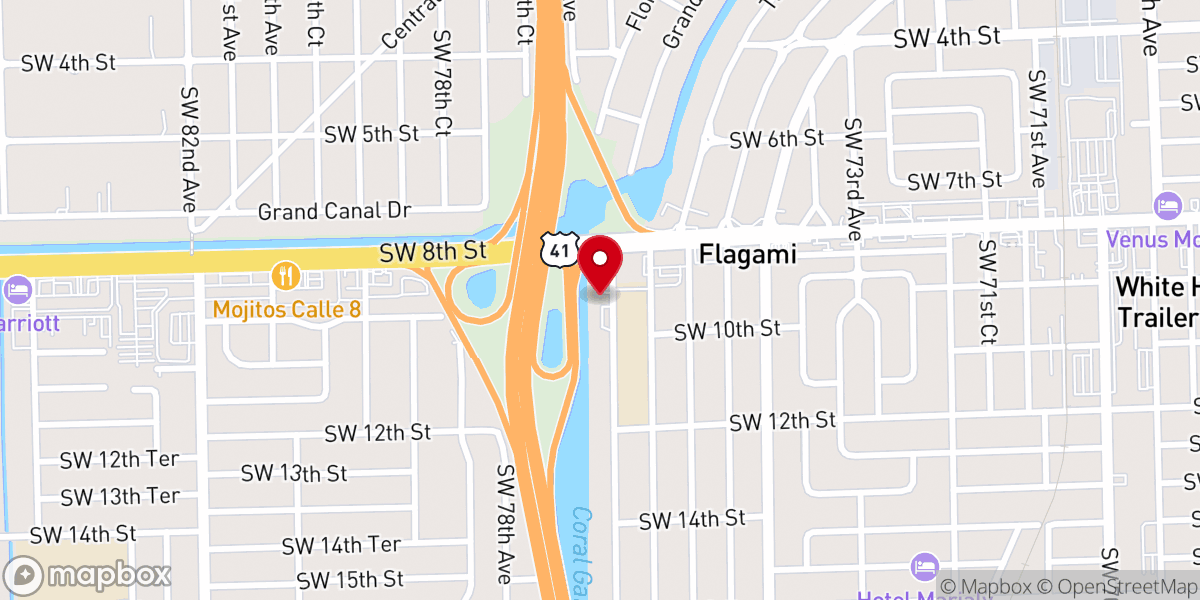 Map showing location of Tamiami Baptist Church
