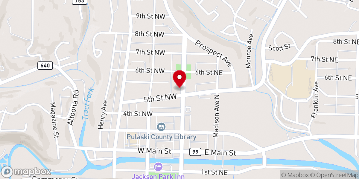 Map showing location of Trinity Lutheran
