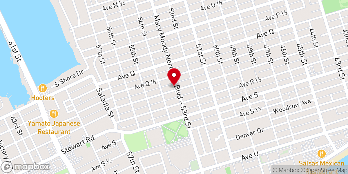 Map showing location of Antioch Galveston Community Church