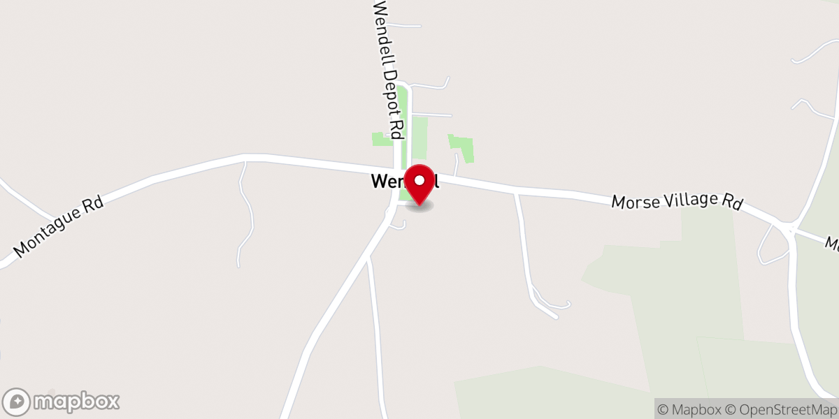 Map showing location of Wendell Town Hall