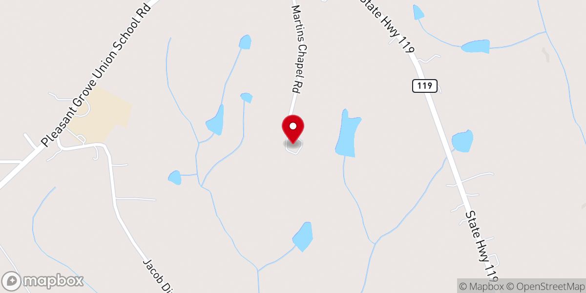 Map showing location of Martins Chapel