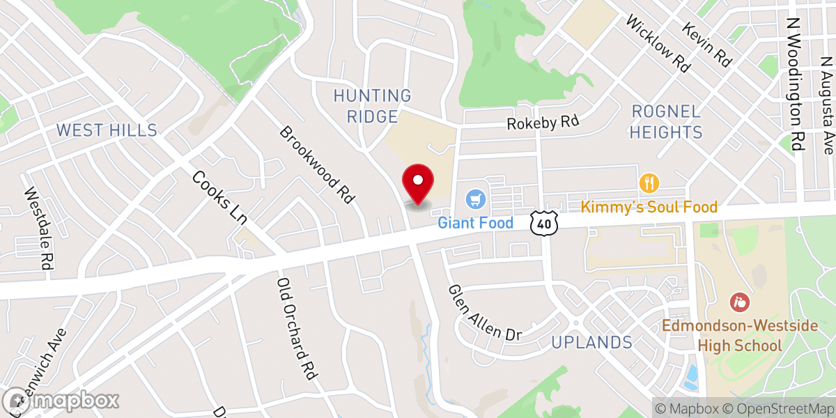 Map showing location of Hunting Ridge Presbyterian Church