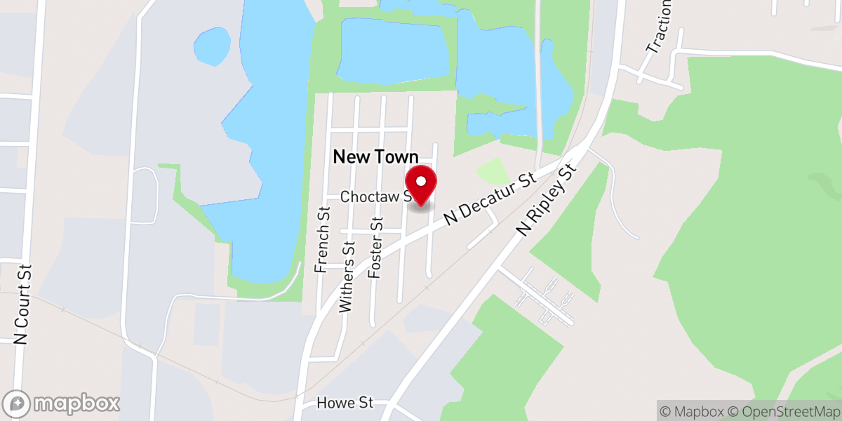 Map showing location of North Montgomery Baptist Church