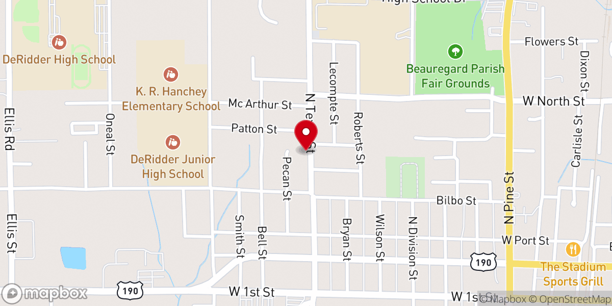 Map showing location of Apostolic Church of Deridder