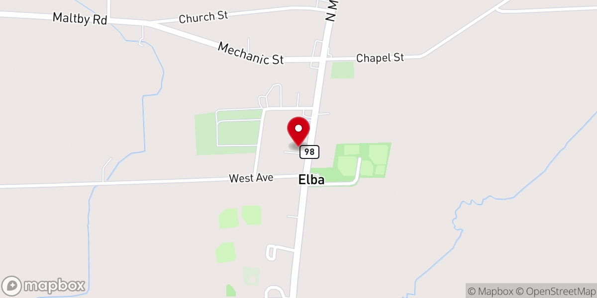 Map showing location of First Baptist Church Elba New York
