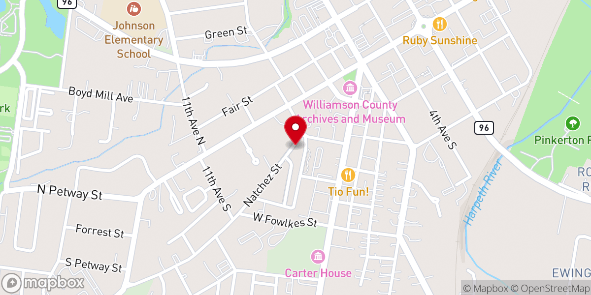 Map showing location of First Missionary Baptist Church