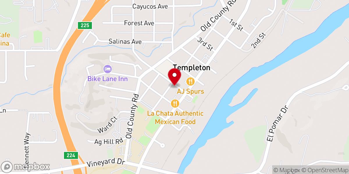 Map showing location of Templeton Presbyterian Church