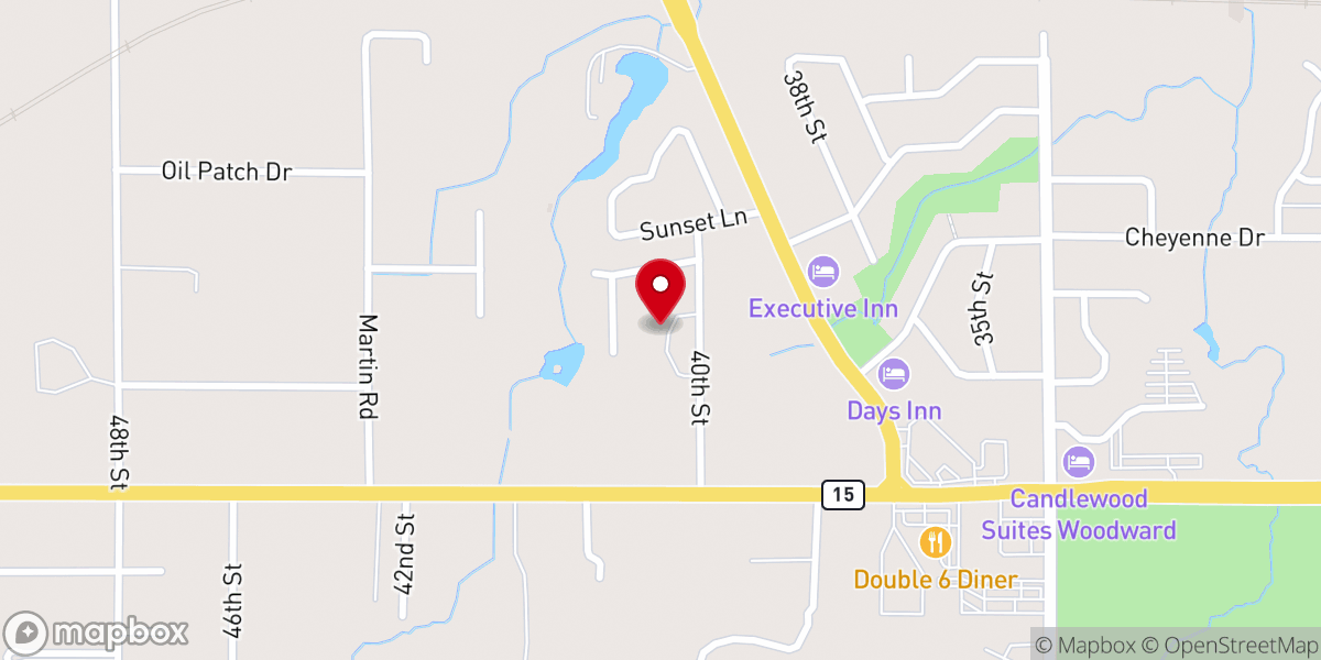 Map showing location of Woodward Free Will Baptist Church