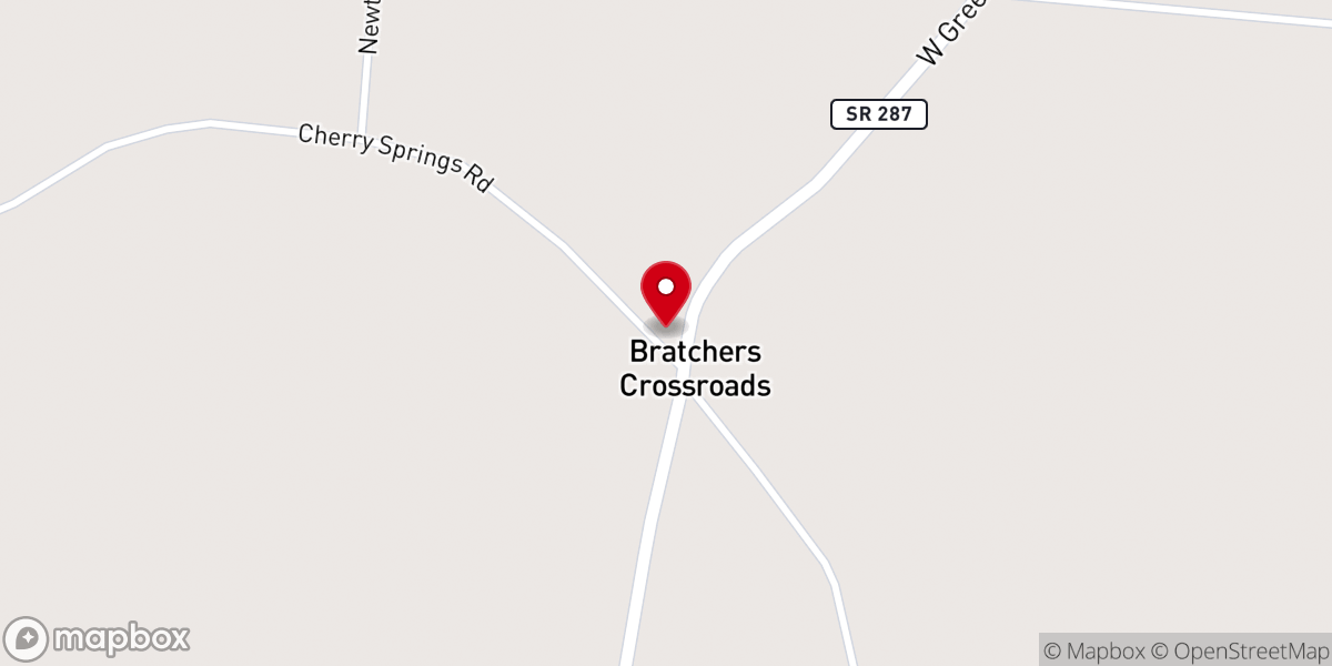 Map showing location of Bratchers Crossroads Free Methodist Church